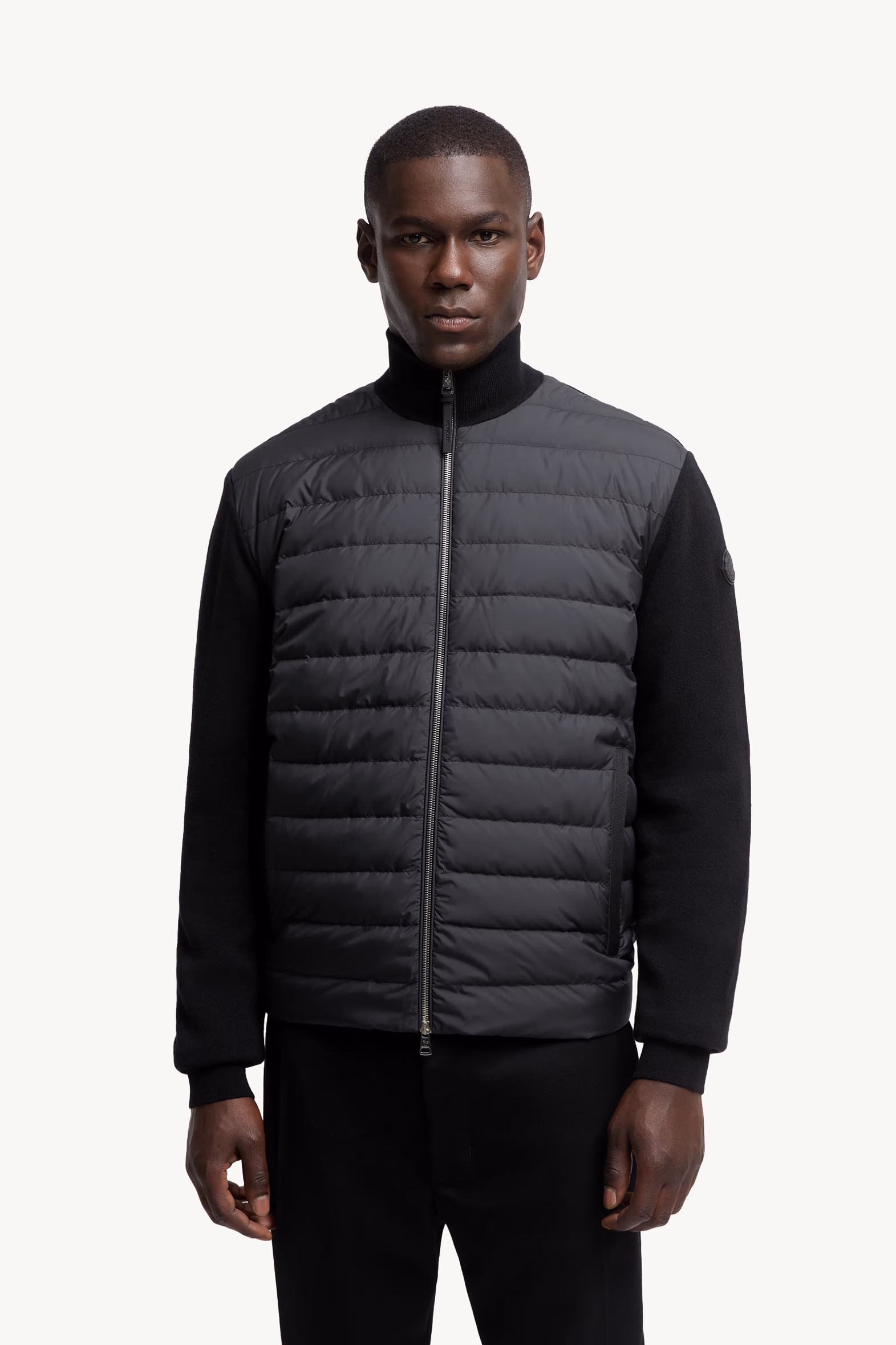 Padded Wool & Cashmere Zip-Up Cardigan Men Black Moncler 3